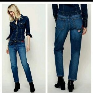 Free People Four Seasons Rose Embroidered Jeans Size 26